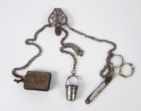 A Continental late 19thC steel chatelaine