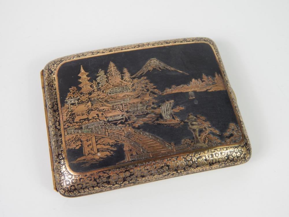 A Kyoto mid 20thC Komai style damascene cigarette case