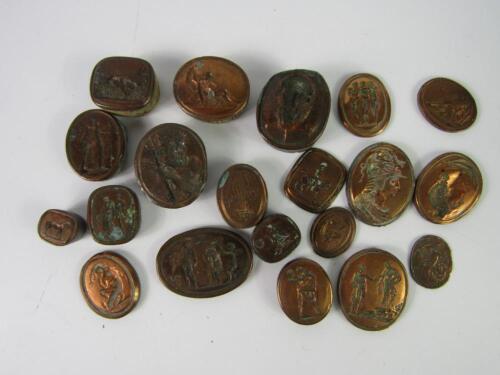 Early 19thC copper intaglio seal and profile casts