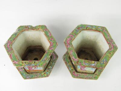 A pair of late 19thC Cantonese famille rose porcelain jardinieres on stands - 2