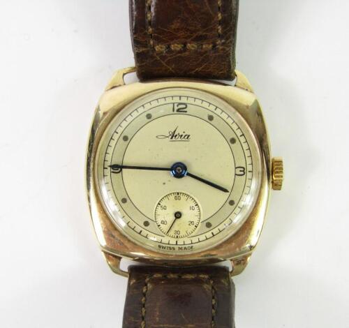 An Avia mid 20thC gentleman's gold cased wristwatch
