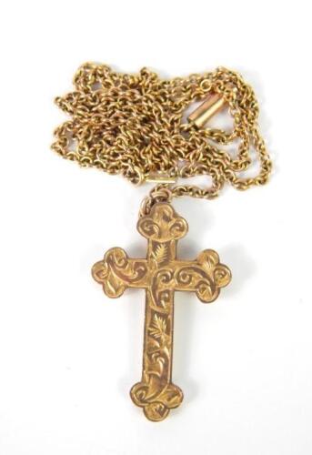 A 9ct gold cross on chain