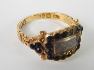 Two 19thC 18ct gold mourning rings - 2