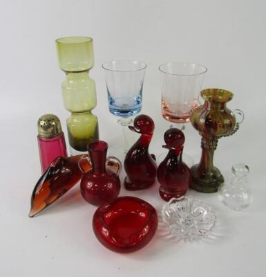 A group of glass including a Wedgwood figure of a dolphin