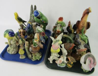 Porcelain and pottery birds