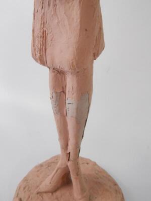 A pair of pink painted plaster 1974 Austin production figures of a 1930's Gatsby man and woman - 3