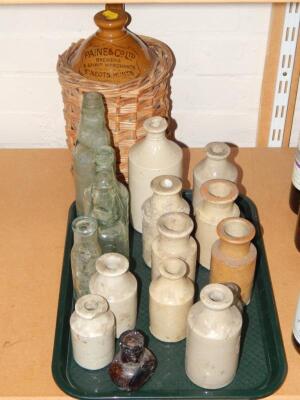 A stoneware and wicker bound flagon for Paine & Co Ltd