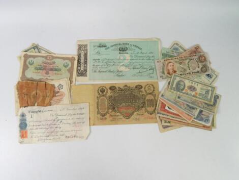 World bank notes postal order and cheques