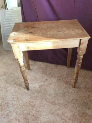 A Victorian pine side table.