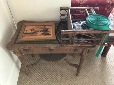 An oak framed table