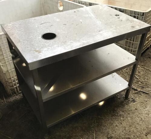 A stainless steel table