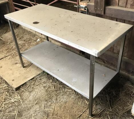 A stainless steel table