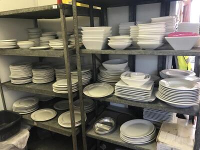 Stock of white commercial catering plates