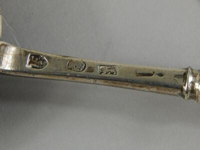 A George I silver canon handled basting spoon - 4