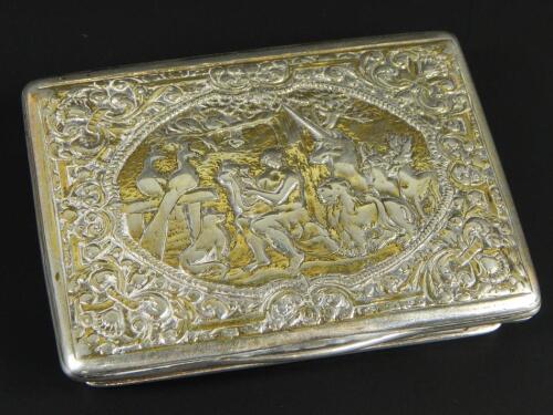 A 18thC white metal rectangular snuff box