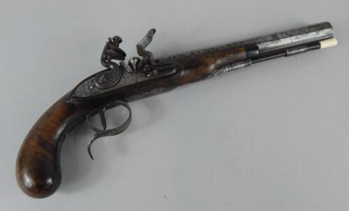 An early 19thC flintlock duelling pistol by William Alley of Dublin