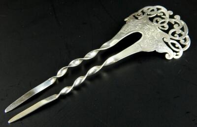 A Victorian silver hair slide