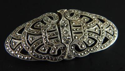 A Victorian silver and marquasite brooch