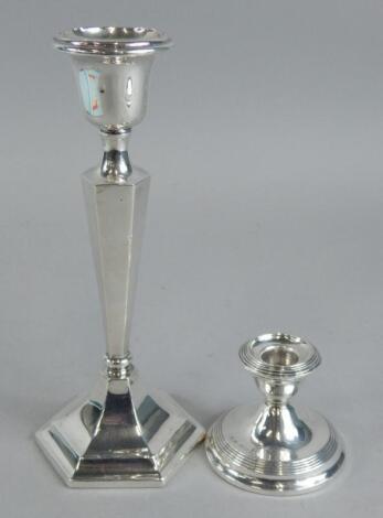 A George V silver candlestick