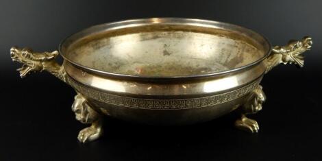 A Chinese silver plated two handled bowl