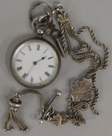 A Continental white metal fob watch