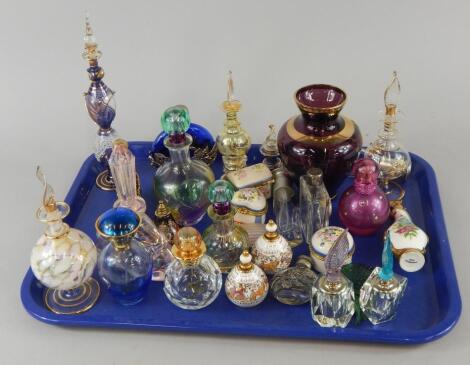 A large collection of Art Deco style and other scent bottles