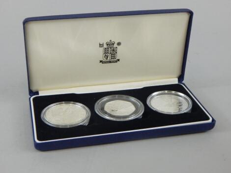 A 1984 three coin silver proof collection set commemorating The 50th Anniversary of The Allied Invas