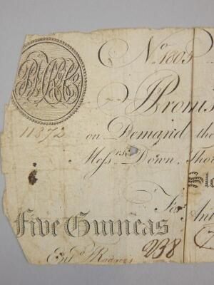 An 18thC Sleaford Bank five guinea banknote - 3