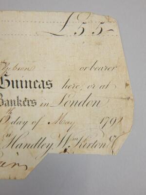 An 18thC Sleaford Bank five guinea banknote - 4