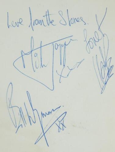 A Rolling Stones signed menu card