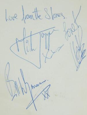 A Rolling Stones signed menu card