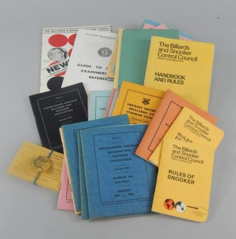 A collection of billiards and snooker ephemera