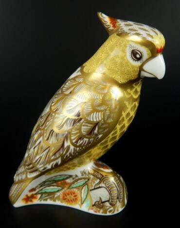 A Royal Crown Derby Citron Cockatoo paperweight