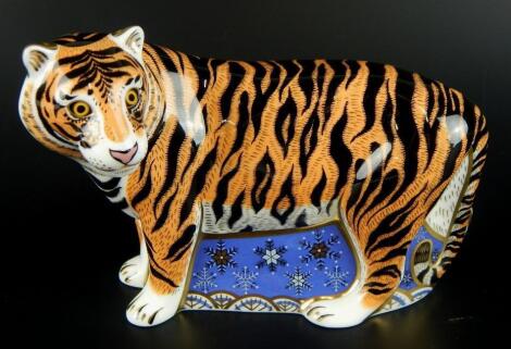 A Royal Crown Derby Siberian tiger paperweight