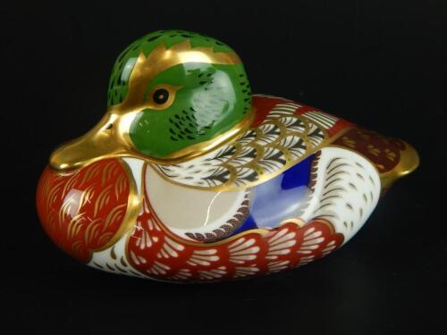 A Royal Crown Derby duck paperweight