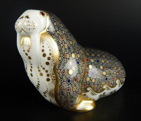 A Royal Crown Derby Russian Walrus paperweight