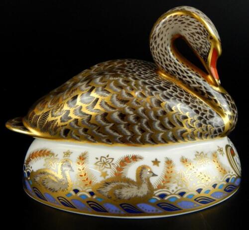 A Royal Crown Derby Black Swan paperweight