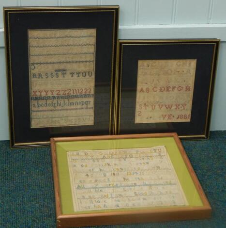 Three Victorian samplers