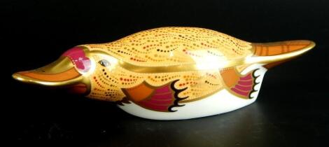 A Royal Crown Derby duck billed platypus paperweight