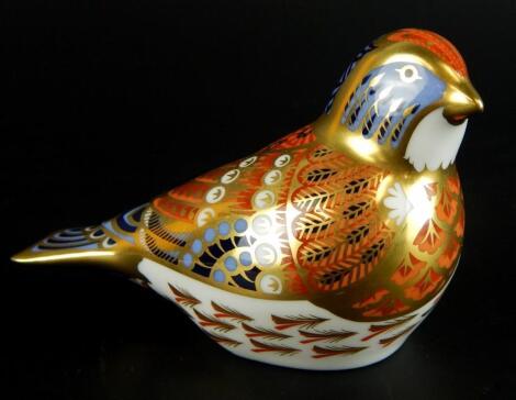 A Royal Crown Derby linnet bird paperweight