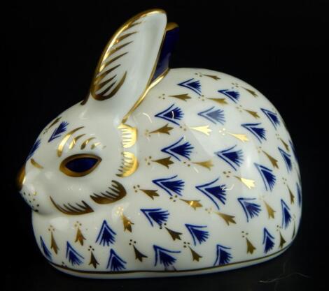 A Royal Crown Derby rabbit paperweight