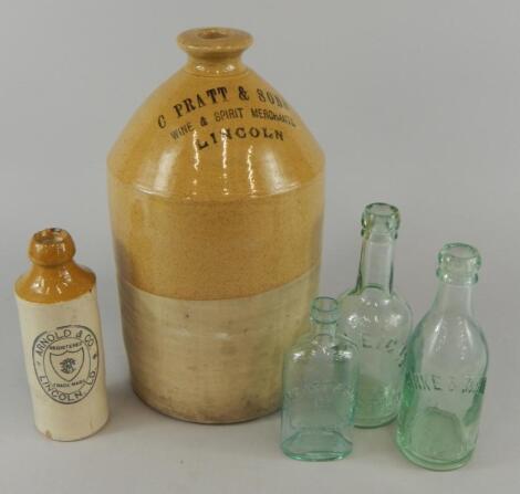 A C Pratt & Sons of Lincoln stoneware flagon