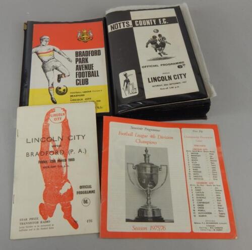An album containing a number of Lincoln City football programmes for the 1960's onwards