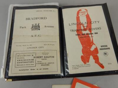 An album containing a number of Lincoln City football programmes for the 1960's onwards - 2