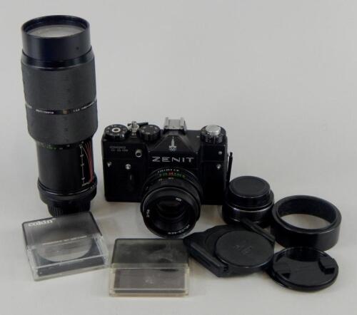 A Zenit camera with lens