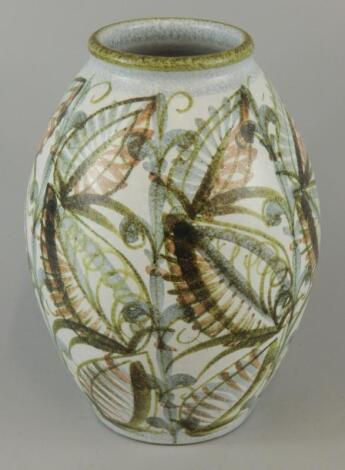 A Denby Glyn College Studio decorated bullet shaped vase