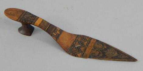 A 19thC Tunbridge Ware type letter opener