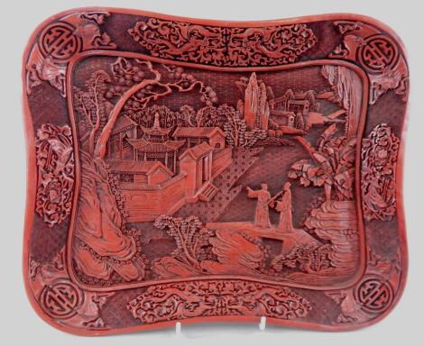 A modern oriental lacquer type tray