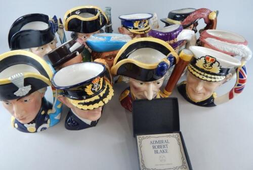 A collection of twelve Franklin Mint porcelain character jugs