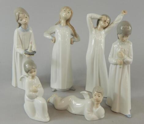 Two Lladro porcelain figurines and four Nao (6)